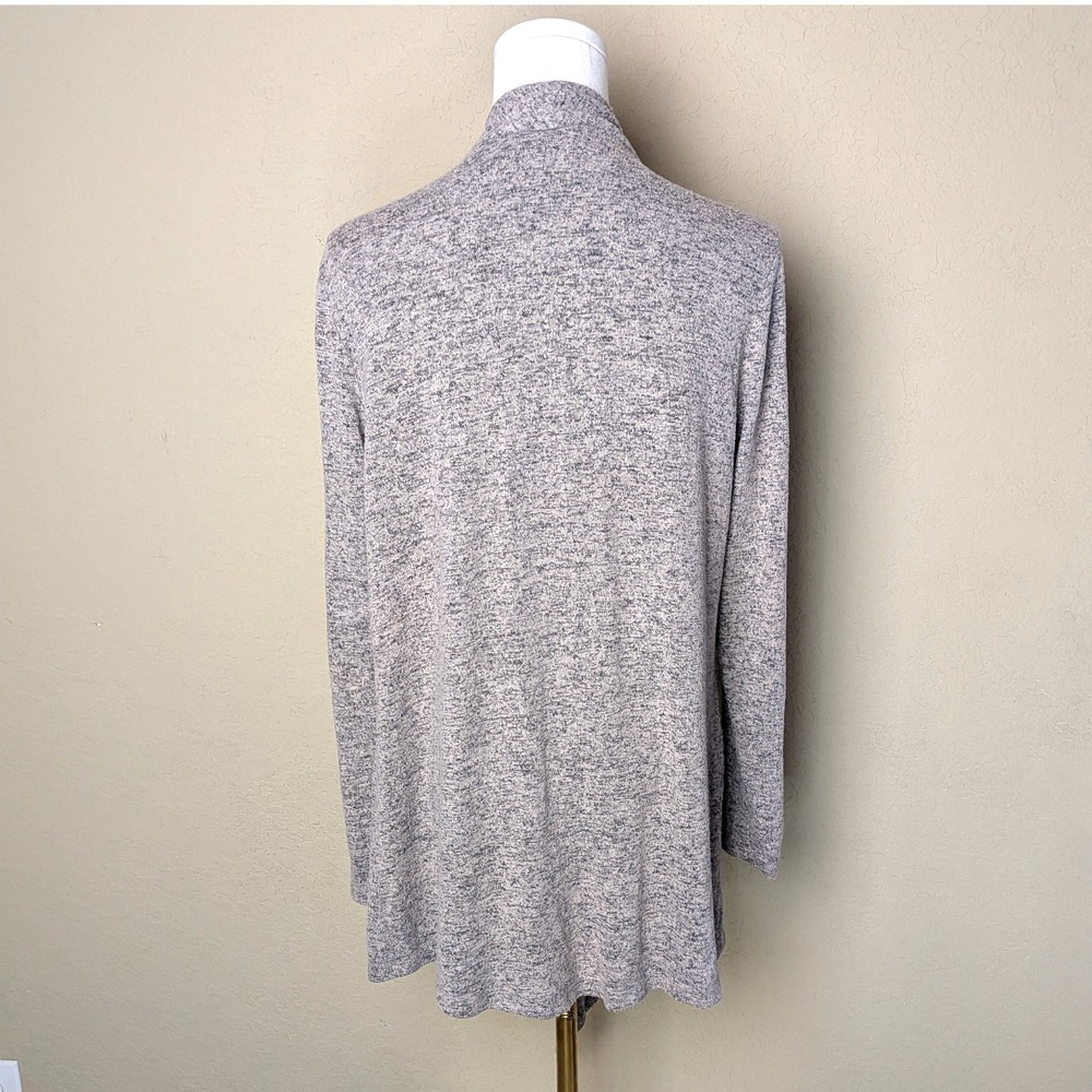 Philosophy Heather Taupe Open Front Cardigan Minimalist Cozy Casual Layer (Sz L) - Picture 7 of 10